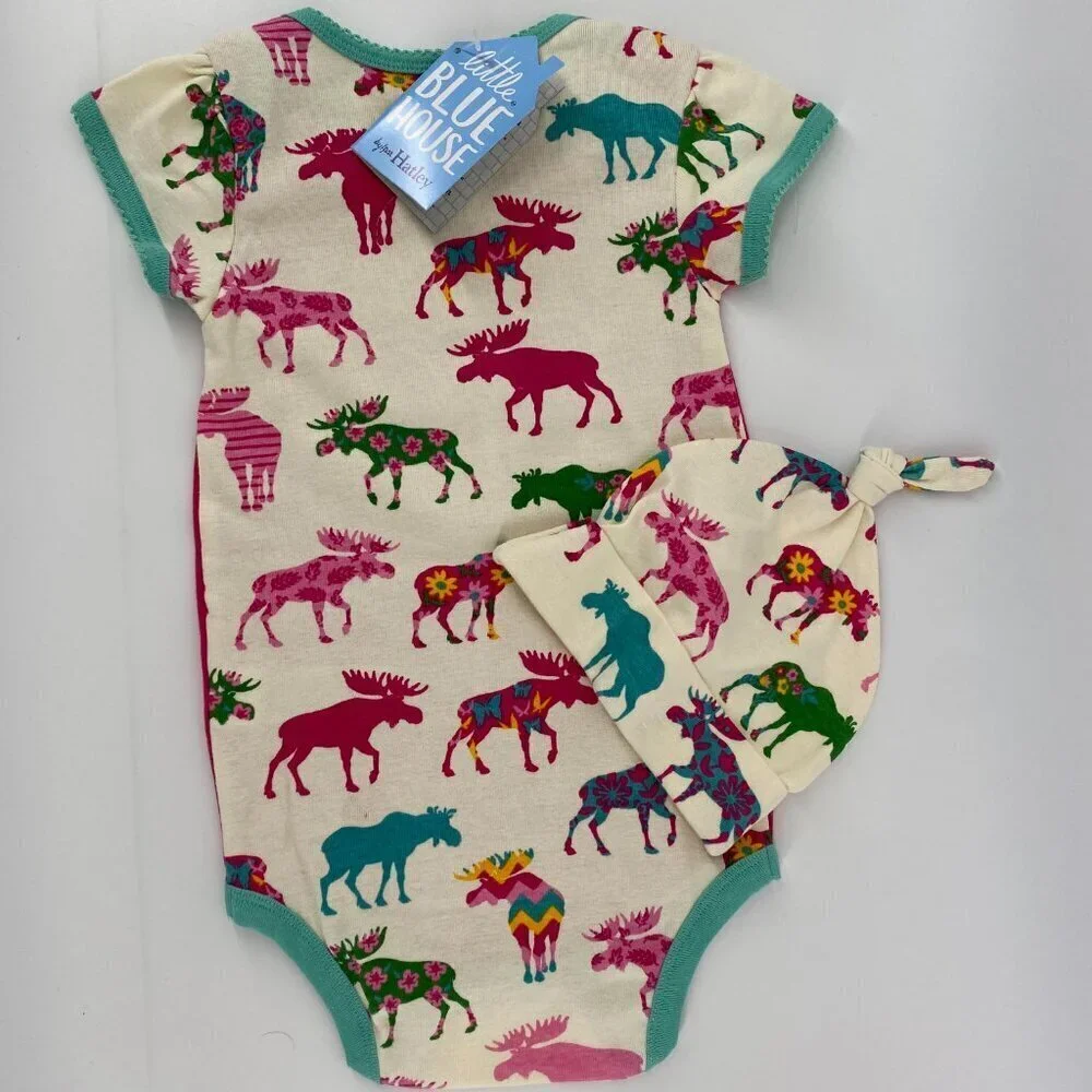 Little Blue House by Hatley Moose Bodysuit & Hat - New!